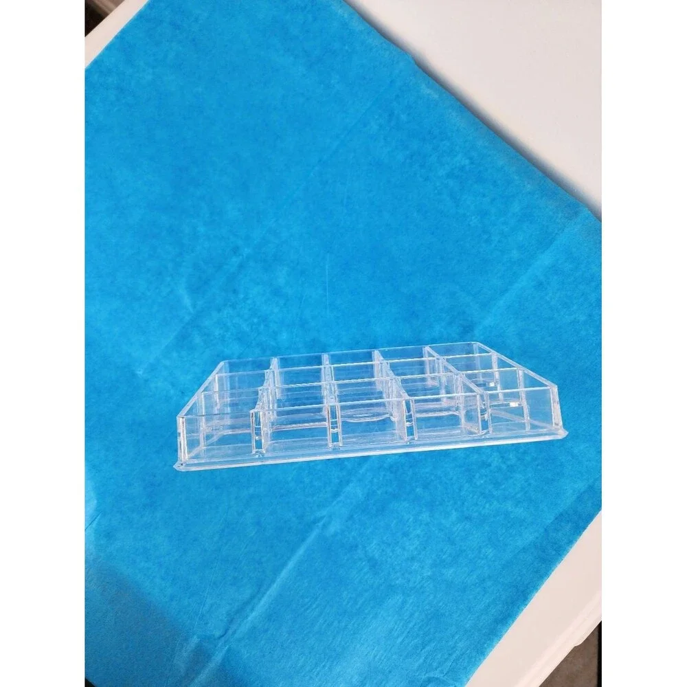 Clear Acrylic 15 Compartment Makeup Organizer Tray  Transparent